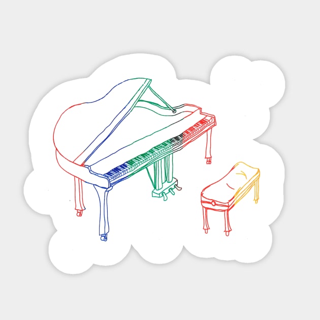 Technicolour Piano Sticker by johnjohnjohnjohn